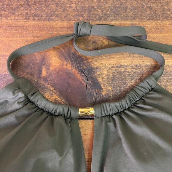 Lauren Ralph Lauren High-Neck One-Piece Olive Green Ruched Women's 16 - Picture 6 of 13